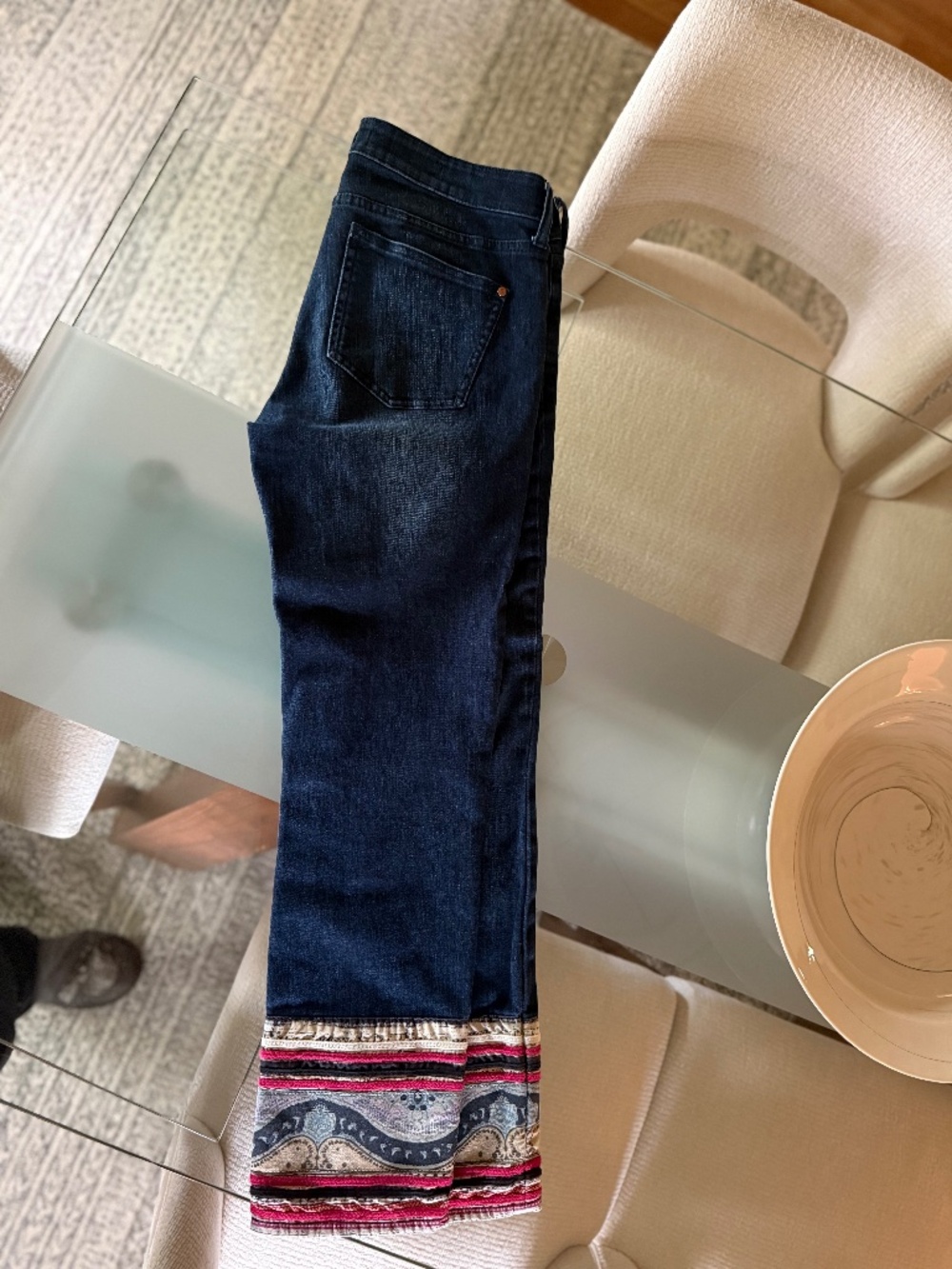 Pilcro and the Letterpress Stet Slim Straight Jeans Dark Wash Tapestry Cuff 28